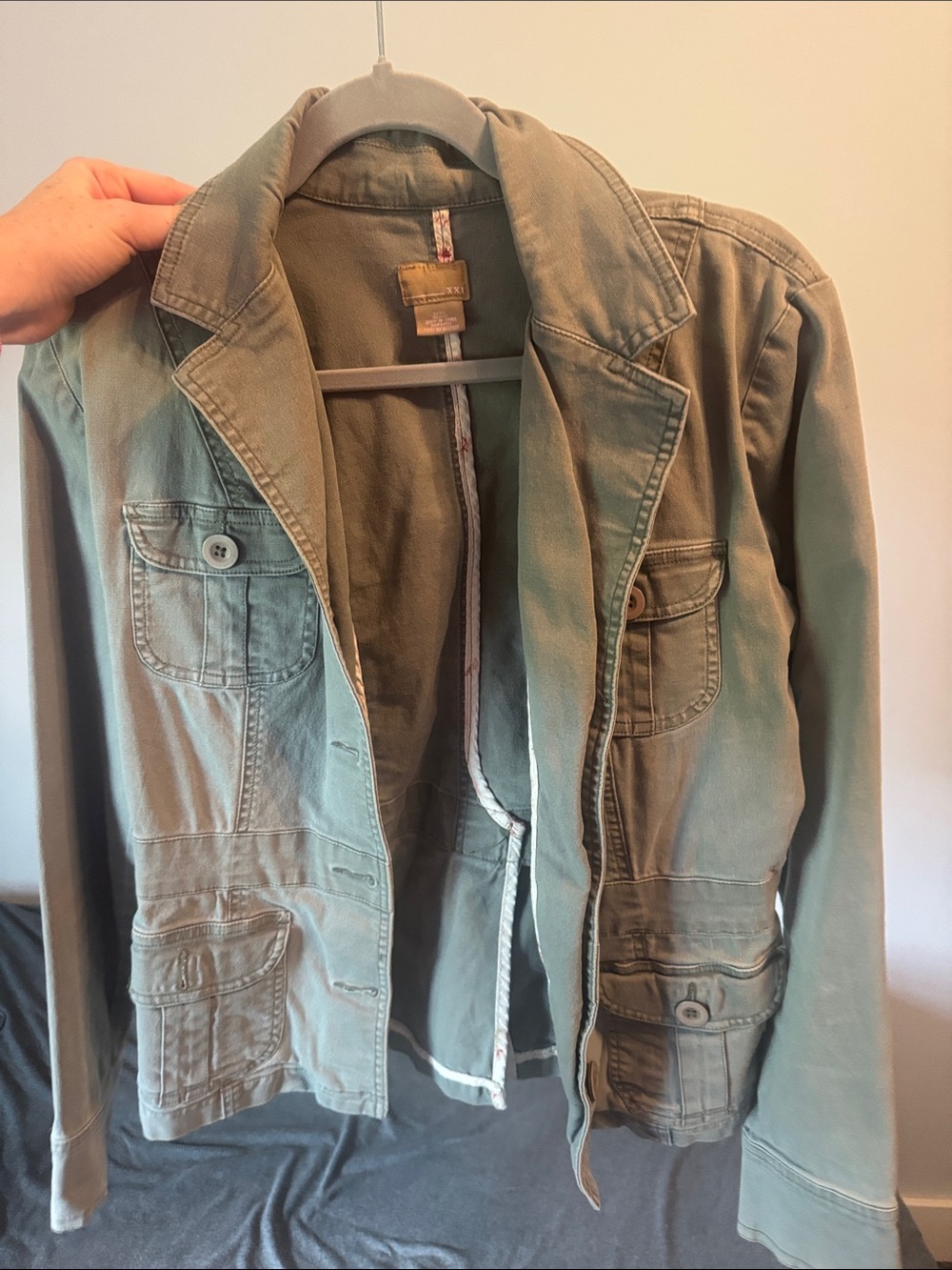 Worn-In Olive Military Field Jacket with Utility Pockets